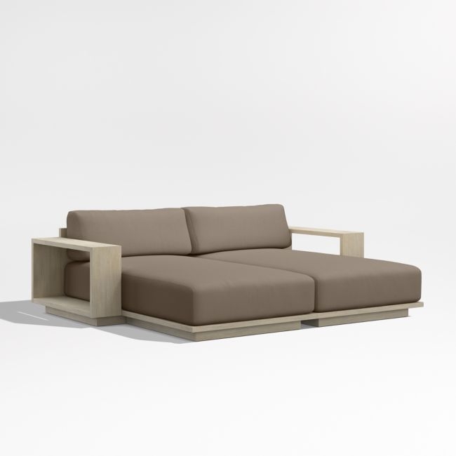 Mallorca 86" Wood Double-Chaise Outdoor Daybed with Cast Shale Brown Sunbrella ® Cushions - Image 0