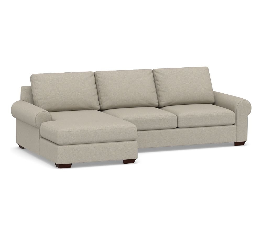 Big Sur Roll Arm Upholstered Right Arm Loveseat with Chaise Sectional, Down Blend Wrapped Cushions, Performance Boucle Fog - Image 0