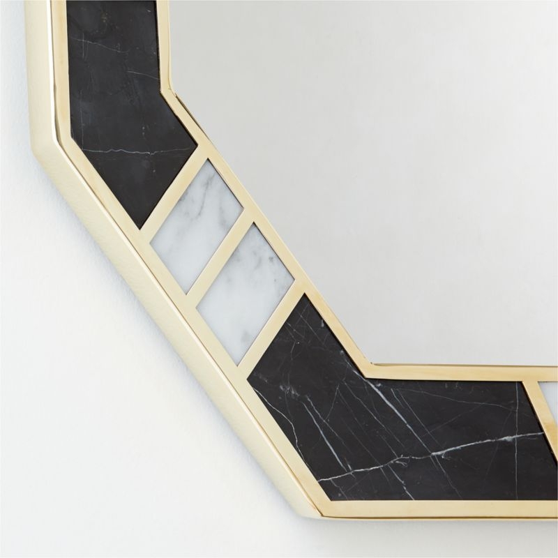 Icaro Black And White Marble Hexagon Wall Mirror 36"X20" - Image 2