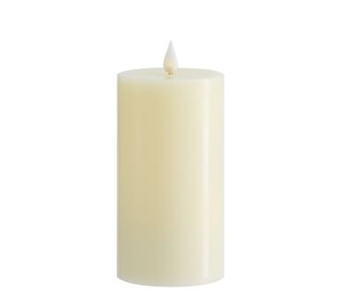 Classic Flickering Flameless Wax Pillar Candle, Ivory, 4 x 4.5 - Image 2