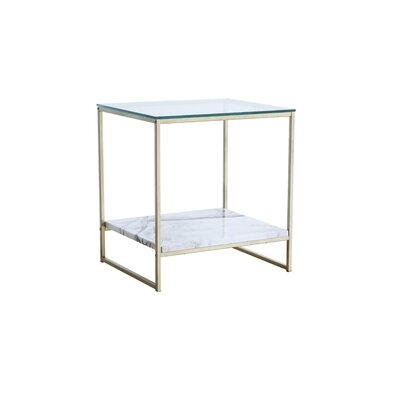Aiyden Glass Top Sled End Table with Storage - Image 0