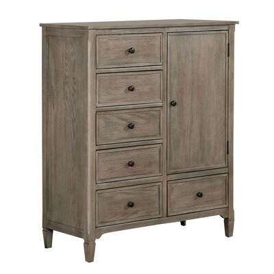 Armoire With 6 Storage Drawers And Turnip Feet, Natural Brown - Image 0