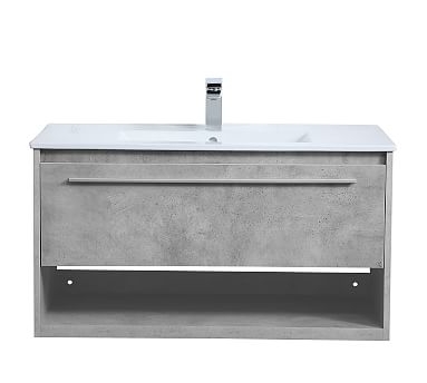 Evanna Single Sink Floating Vanity Cabinet, 1 Drawer, Concrete Gray, 36" - Image 0