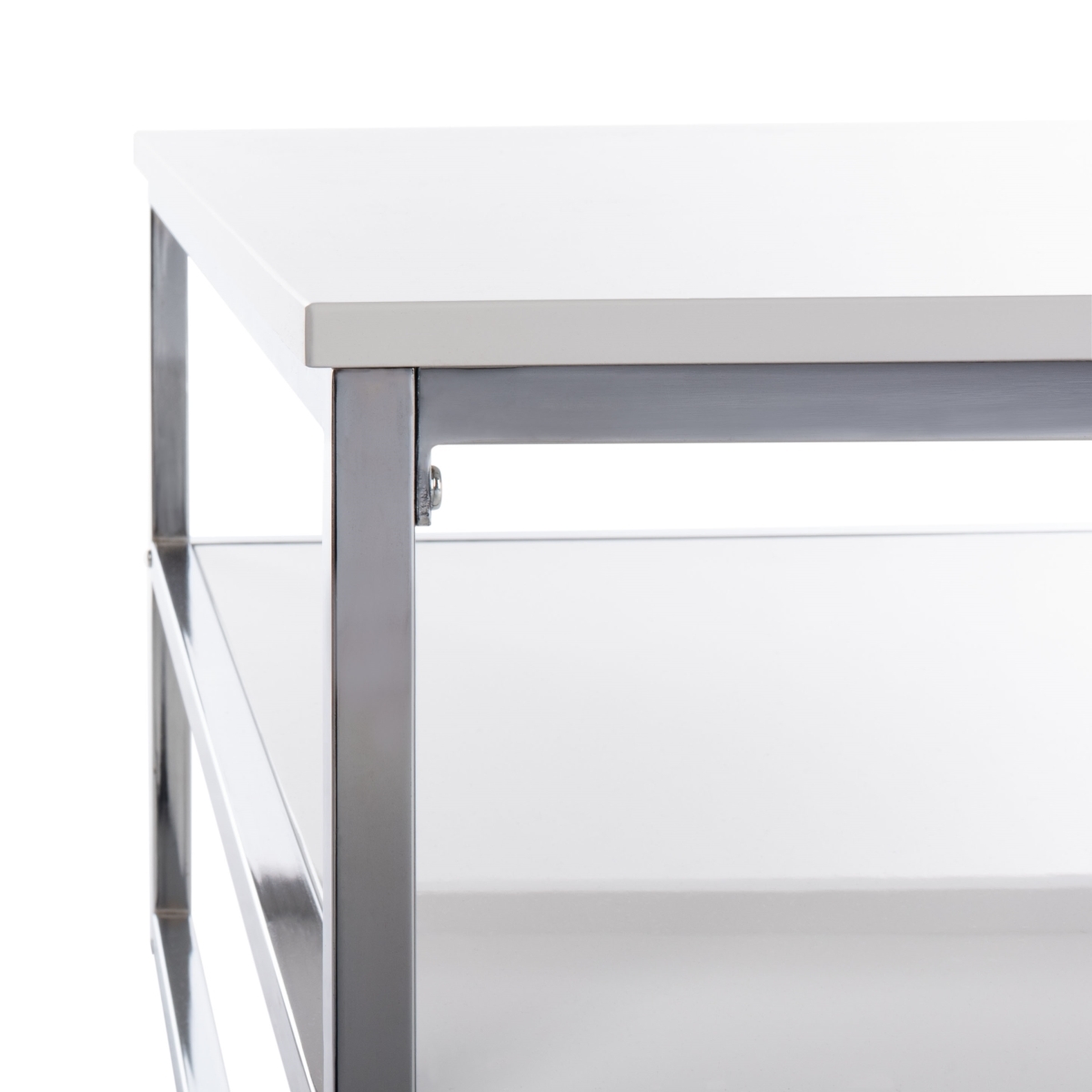 Aliza 2 Tier Square Coffee Table - White / Chrome - Safavieh - Image 2