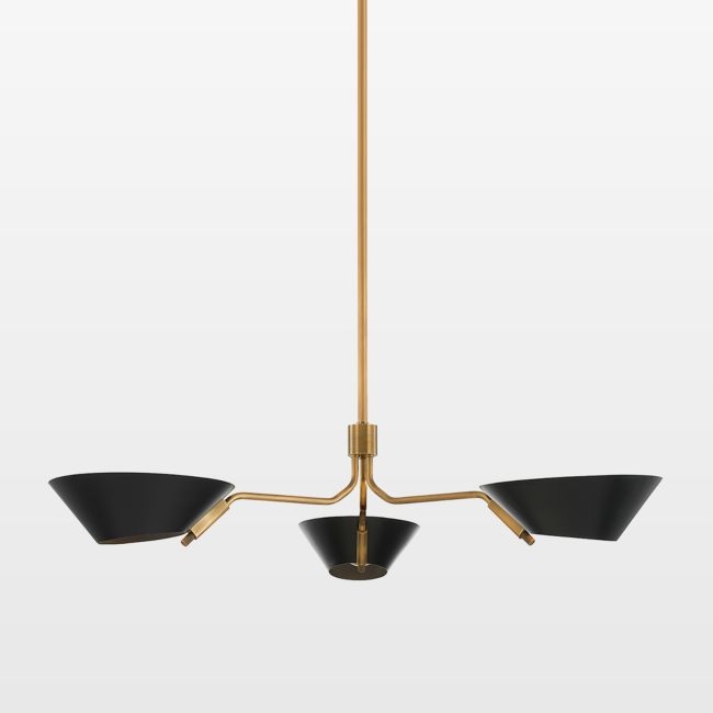 Tomar 3-Light Brass & Black Shade Chandelier Light - Image 0