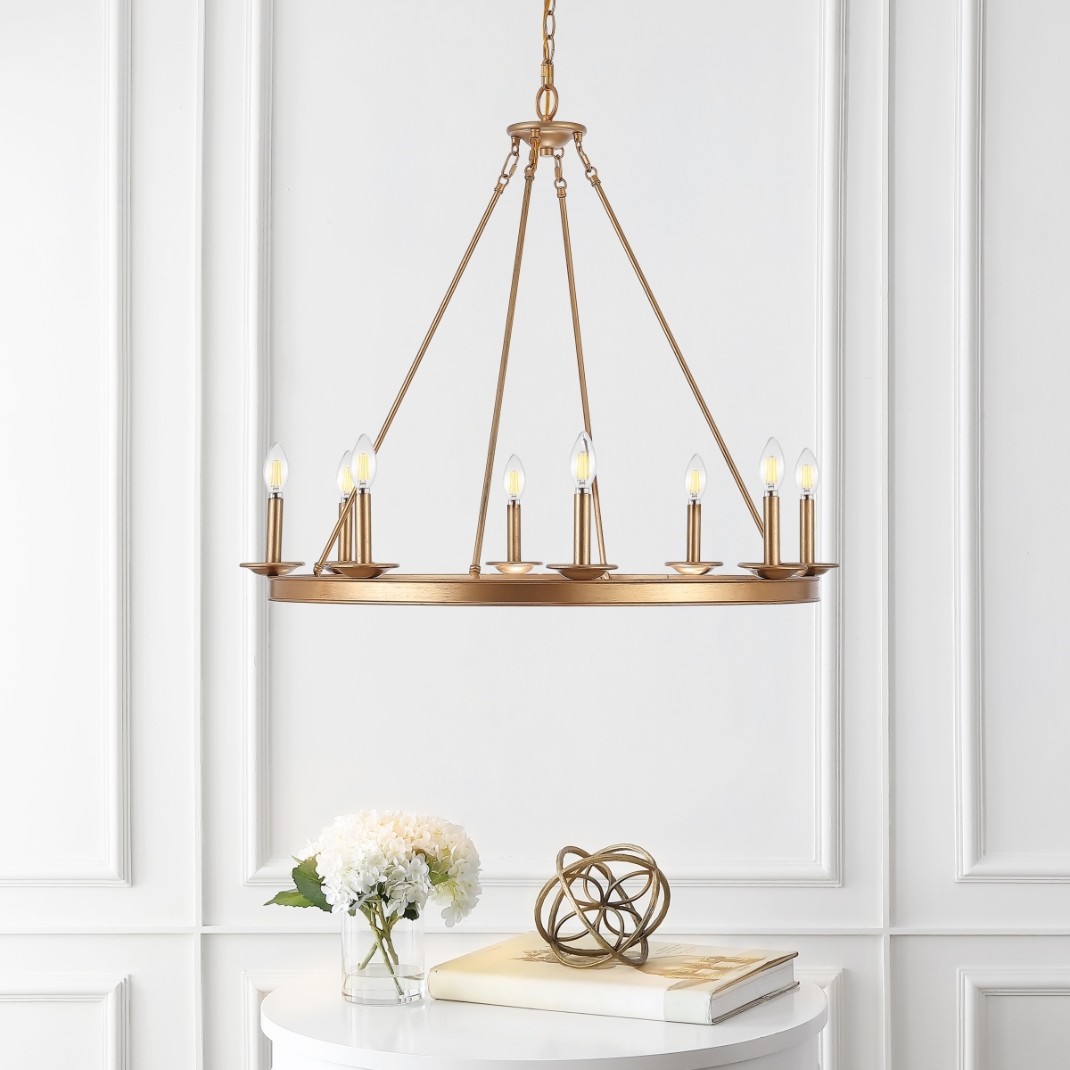 Fauna 8Lt 34" Chandelier - Gold - Image 4