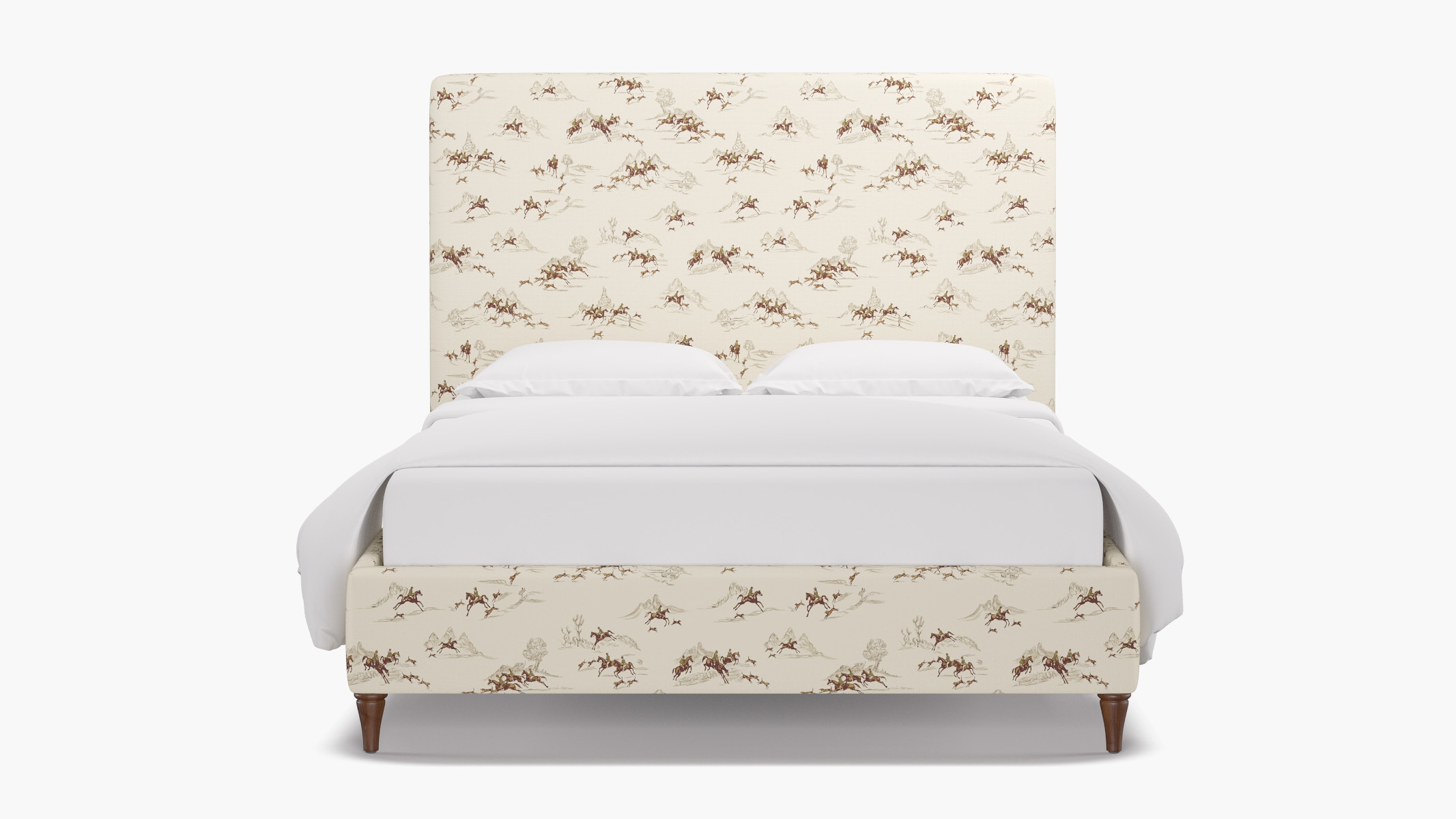 Classic Bed, Green Cotswold Hunt, Walnut Decorative Tapered Leg, Twin - Image 0