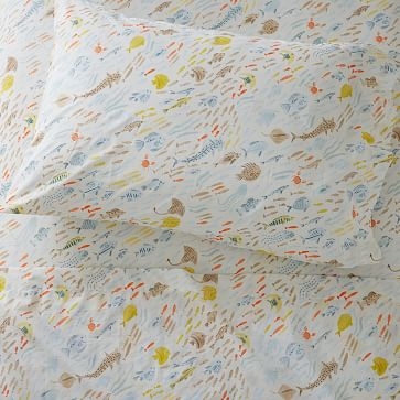 Life Aquatic Sheet Set Pillowcase, S/2 Standard, Blue Multi, WE Kids - Image 0