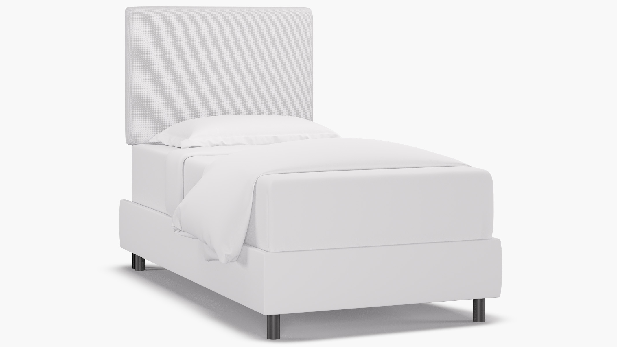 Square Back Headboard, White Twill, Twin - Image 0