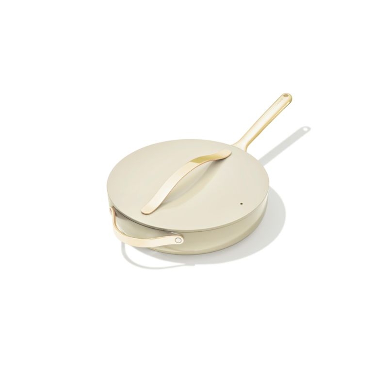 Caraway ® Cream Ceramic Non-Stick 4.5-Qt. Sauté Pan with Gold Hardware - Image 5