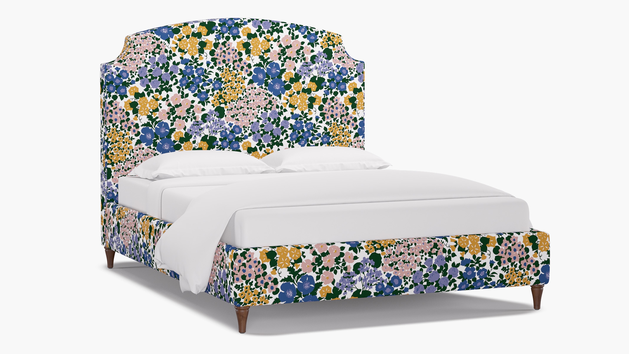 Cove Bed, Lavender Million Flowers, Walnut Decorative Tapered Leg, Queen - Image 1