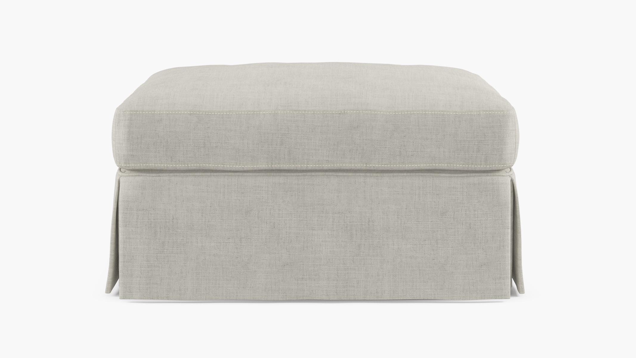 Skirted Cocktail Ottoman, Ivory Luxe Linen - Image 0