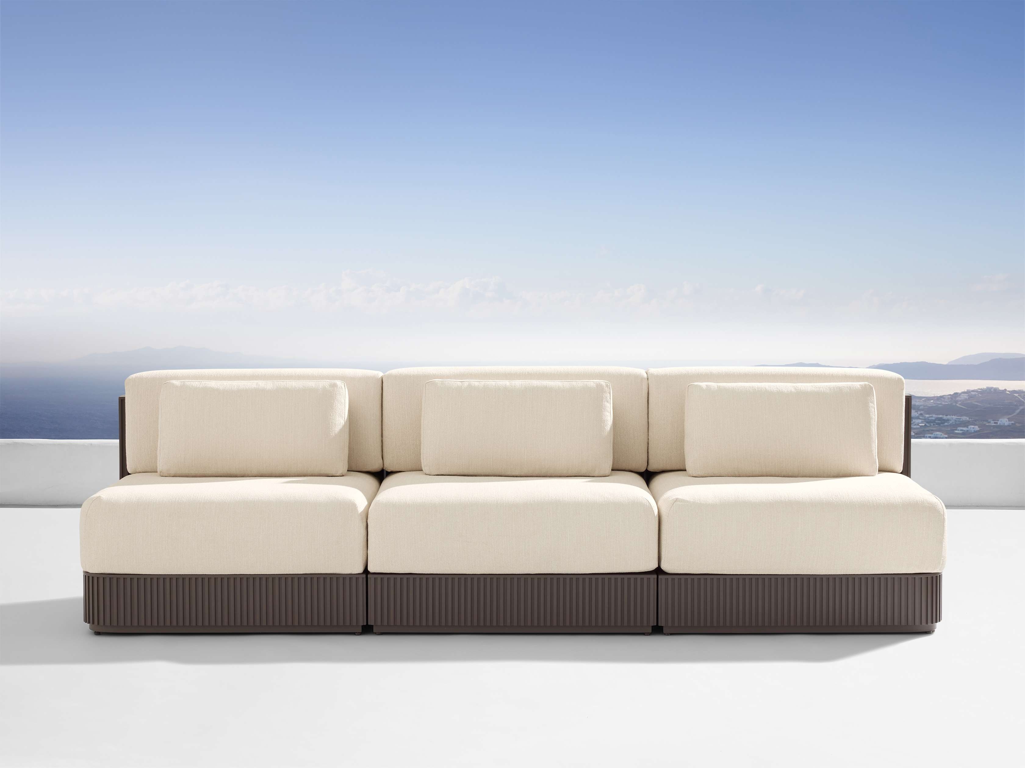 Beaumont Outdoor Three-Piece Modular Sofa Aluminum in Gray  Twilly Pearl - Image 0