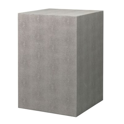 Side Table With Square Frame And Faux Shagreen Accent, Gray - Image 0