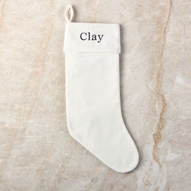 Flake White Velvet Christmas Stocking - Image 2