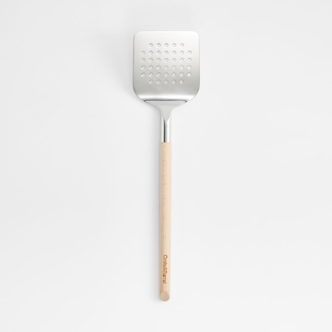 Beechwood and Stainless Slotted Turner Spatula - Image 0