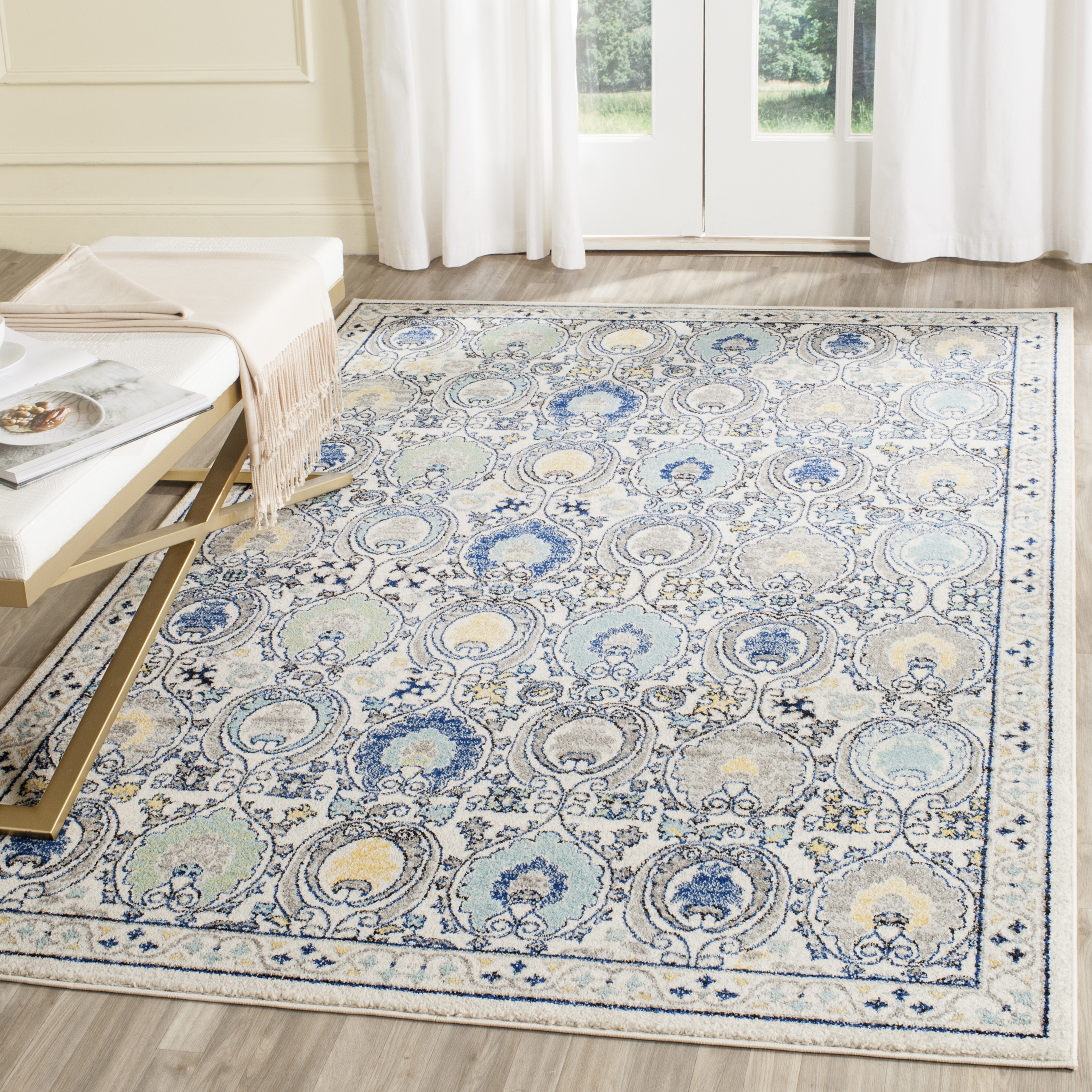 Arlo Home Woven Area Rug, EVK251D, Ivory/Grey,  5' 1" X 7' 6" - Image 1