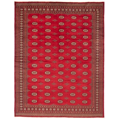 One-of-a-Kind Allal Hand-Knotted 2010s Bokhara Red 9' x 11'7" Wool Area Rug - Image 0