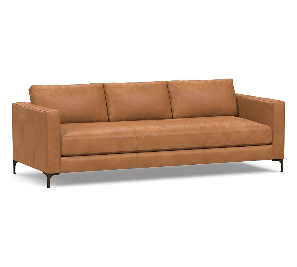 Jake Leather Grand Sofa 95.5", Down Blend Wrapped Cushions, Churchfield Camel - Image 0