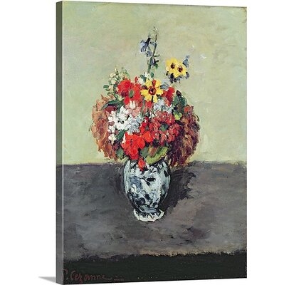 'Flowers in a Delft vase' Oil Painting Print - Image 0