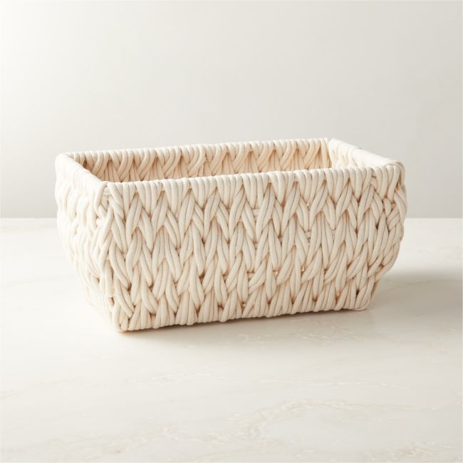 Conway Rectangular White Cotton Storage Basket Small - Image 0