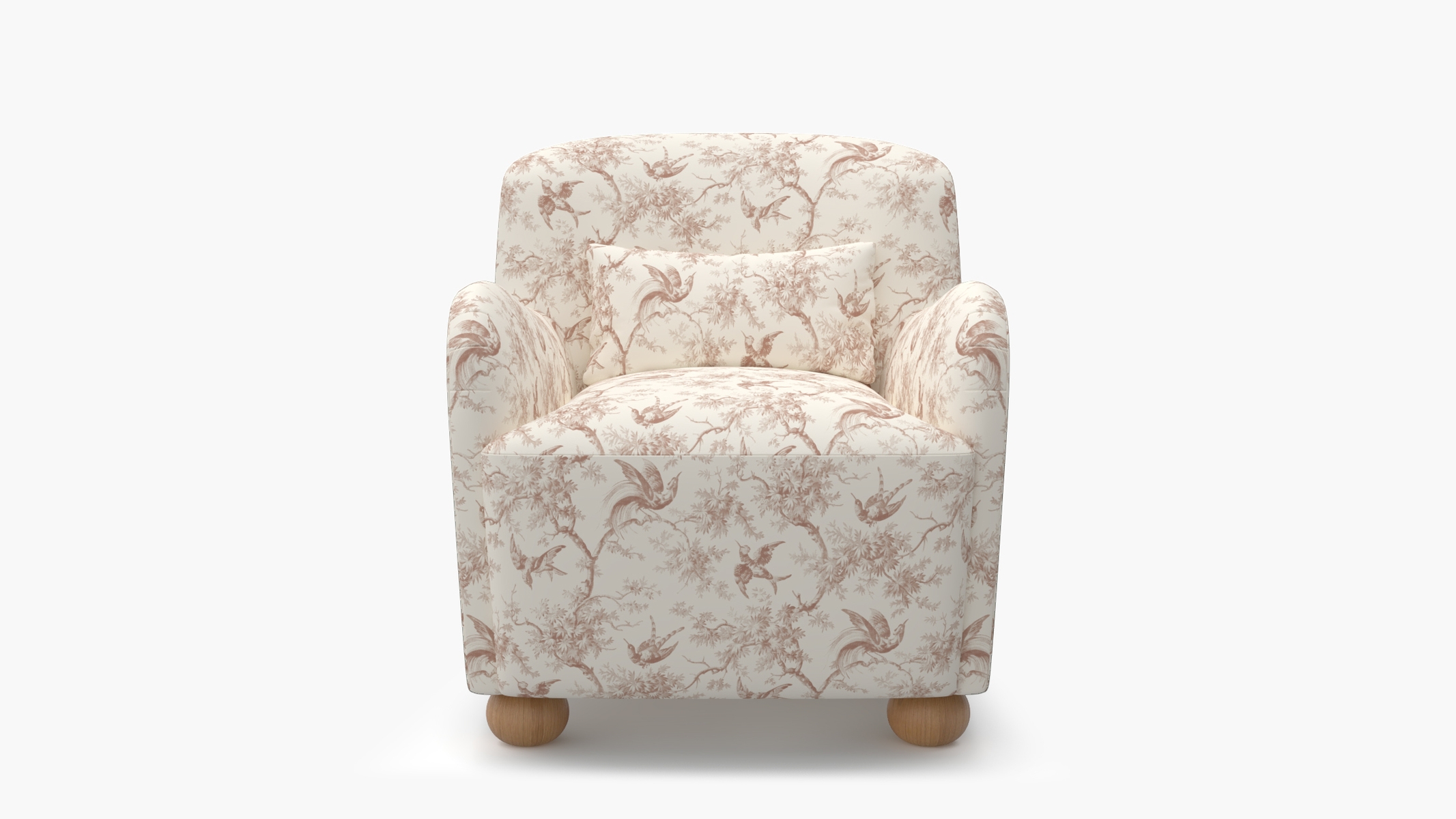 Club Chair, Terracotta Swallows, Natural Bun Foot - Image 0
