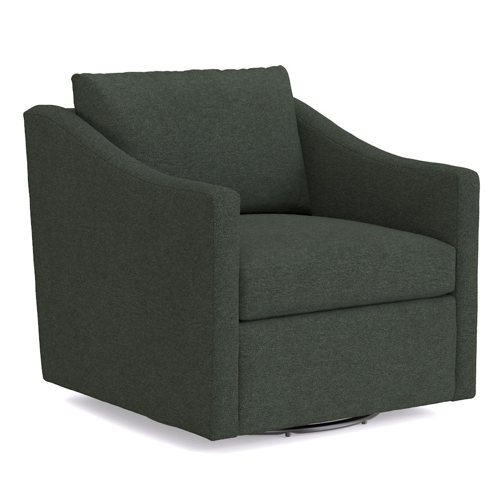 Landry 32.25" Swivel Lounge Chair - Green Wool Bouclé - Image 0