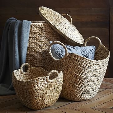 Curved Seagrass Basket, Handle Baskets, Tobacco, Large, 17.7"W x 21.6"D x 19.3"H - Image 2