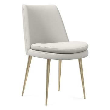 Finley Low Back Dining Chair, Sierra Leather, White Light Bronze - Image 0