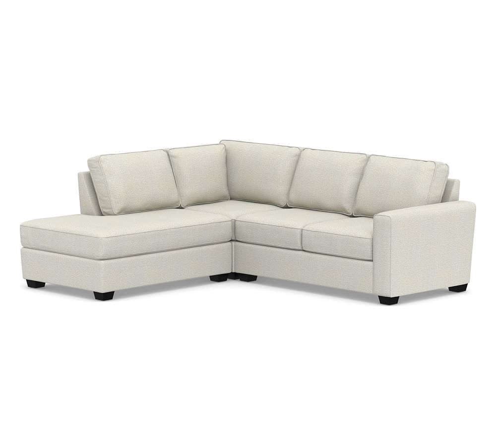 SoMa Fremont Square Arm Upholstered Right 3-Piece Bumper Sectional, Polyester Wrapped Cushions, Performance Heathered Basketweave Dove - Image 0