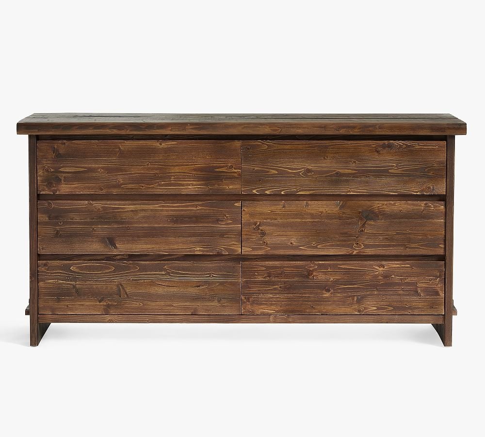 North Reclaimed Wood 6-Drawer Extra Wide Dresser, Rustic Barnwood - Image 0