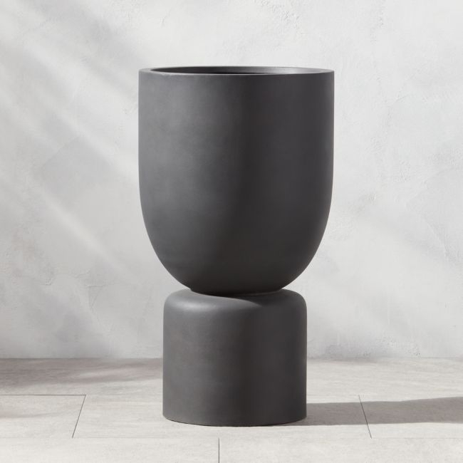 Flatform Charcoal Cement Indoor/Outdoor Planter Tall - Image 0
