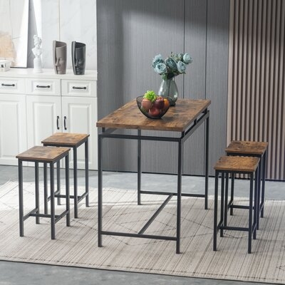 Modern Rectangle Small Dining Set With 4 Stools Brown (Set Of 5) - Image 0