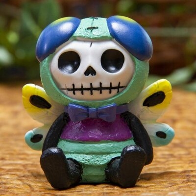 The Holiday Aisle Small Furry Bones Tombo Rainbow Dragonfly Queen Skeleton Monster Figurine 2.5"Tall Collectible Furrybones Skulls Skeletons In Halloween Costume Miniature Macabre Ossuary Statue - Image 0