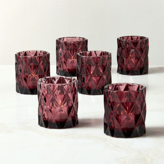 Betty Red Glass Tealight Candle Holders Set of 6 - Image 0