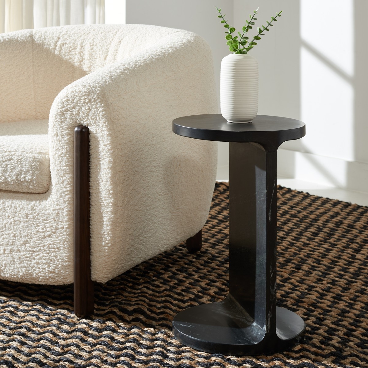Melinda Marble "C" Accent Table - Black - Image 1