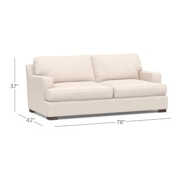 Townsend Square Arm Upholstered Sofa 86.5", Polyester Wrapped Cushions, Performance Chateau Basketweave Ivory - Image 1