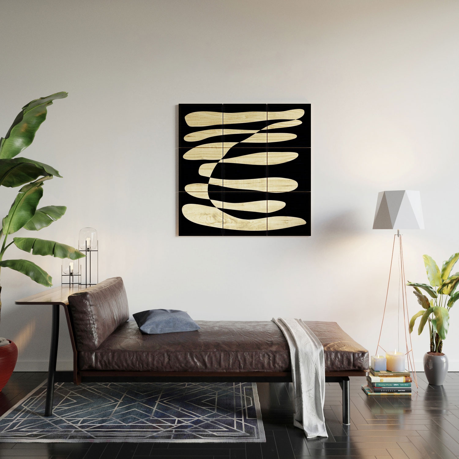 Abstract Composition In Black by June Journal - Wood Wall Mural3' X 3' (Nine 12" Wood Squares) - Image 1