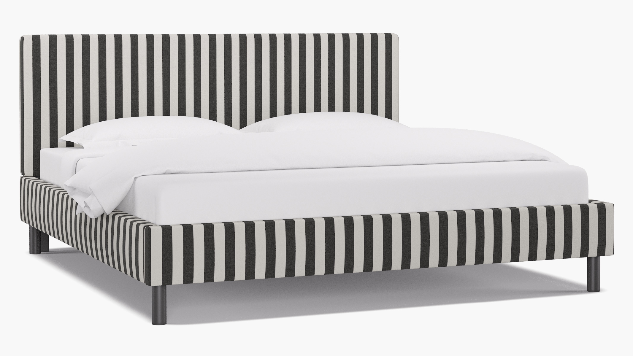 Tailored Platform Bed, Ink Cabana Stripe, King - Image 1