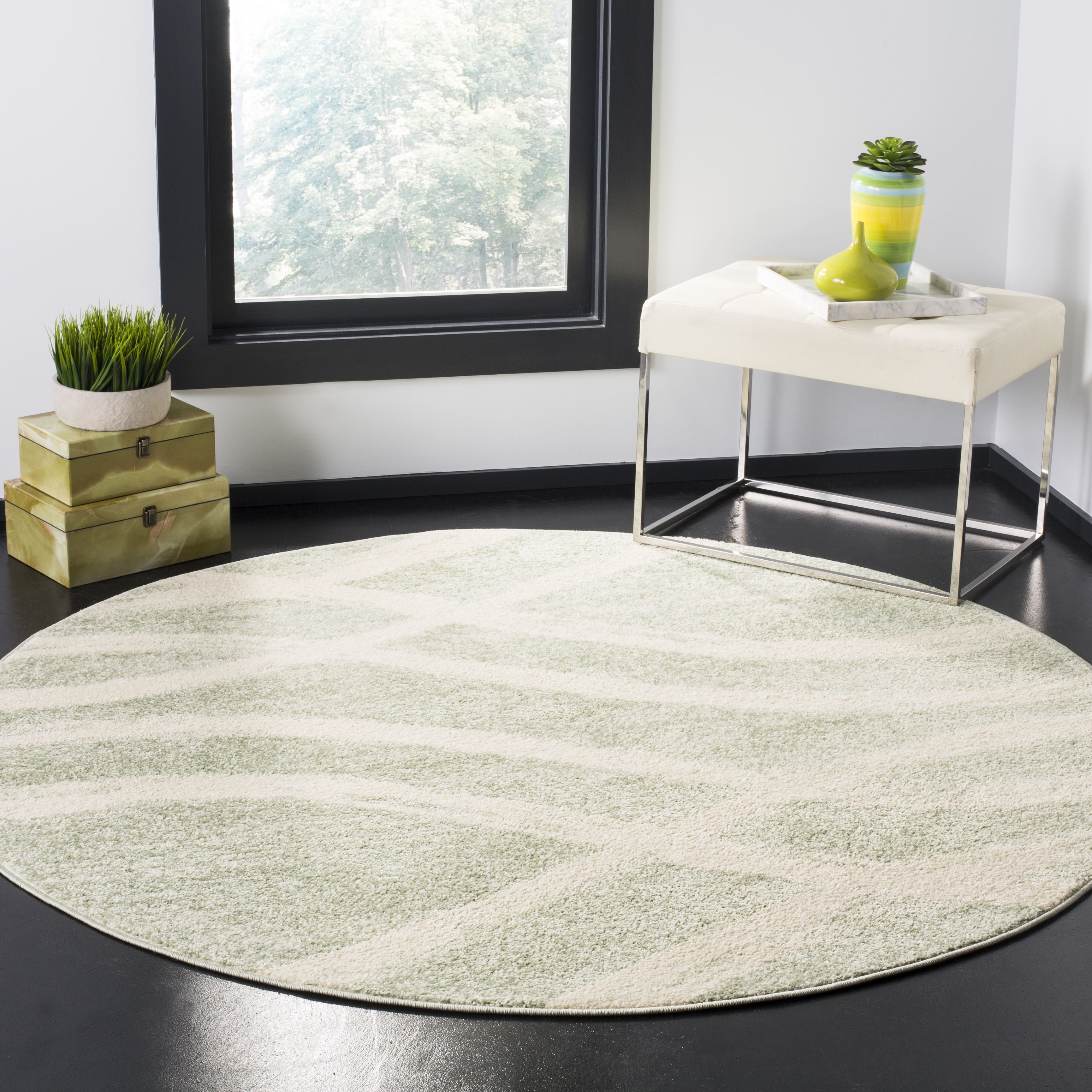 Arlo Home Woven Area Rug, ADR125X, Sage/Cream,  6' X 6' Round - Image 1