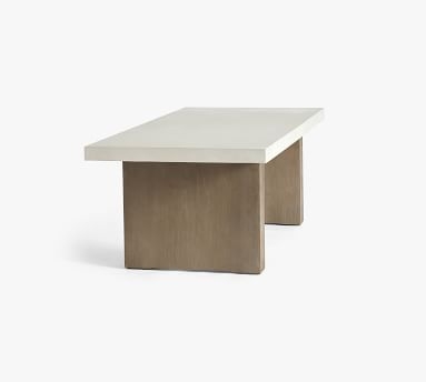 Pomona Concrete & Acacia 86" Rectangular Dining Table, White Speckle & Gray - Image 4