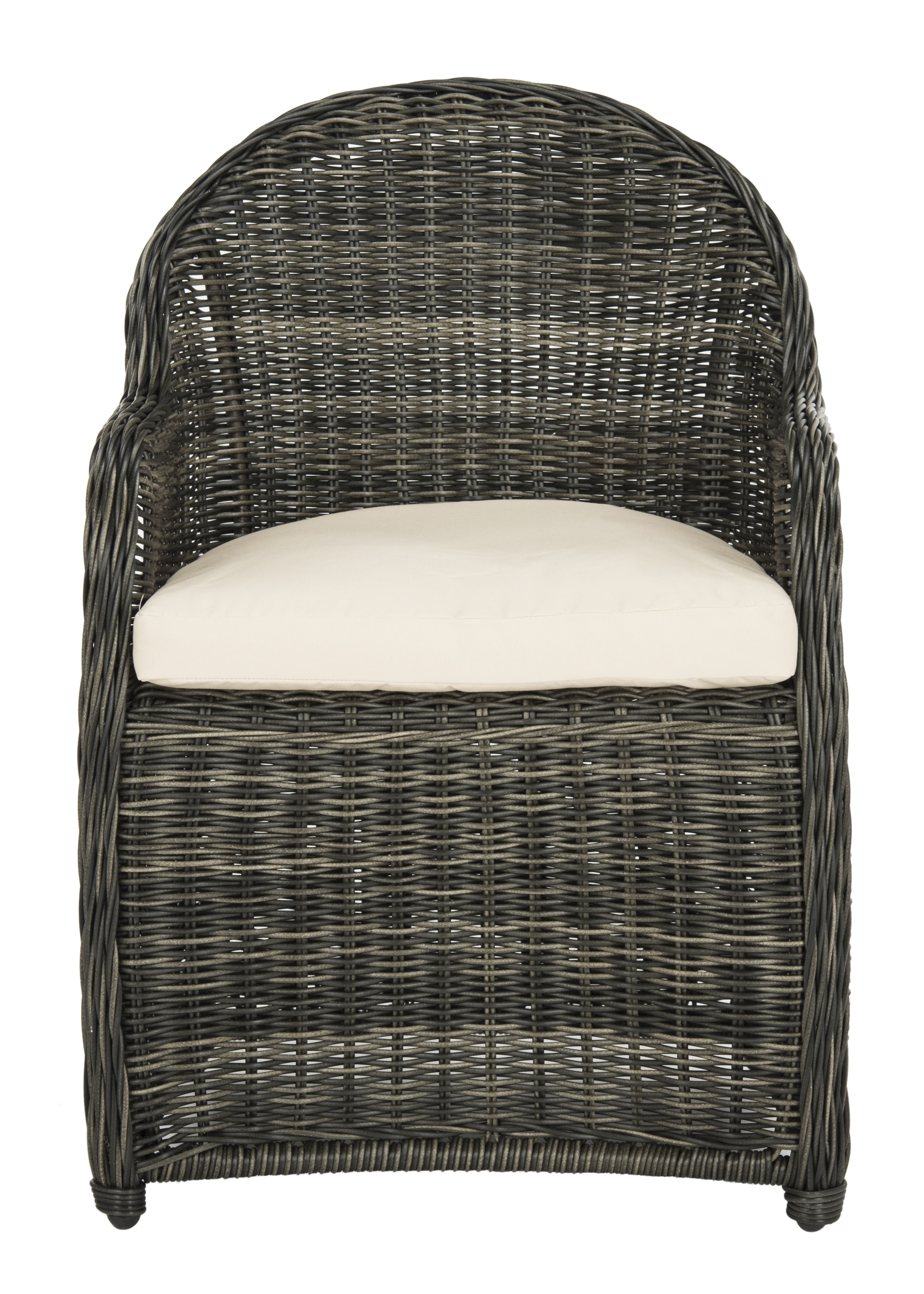 Newton Wicker Arm Chair With Cushion - Grey/Beige - Arlo Home - Image 0