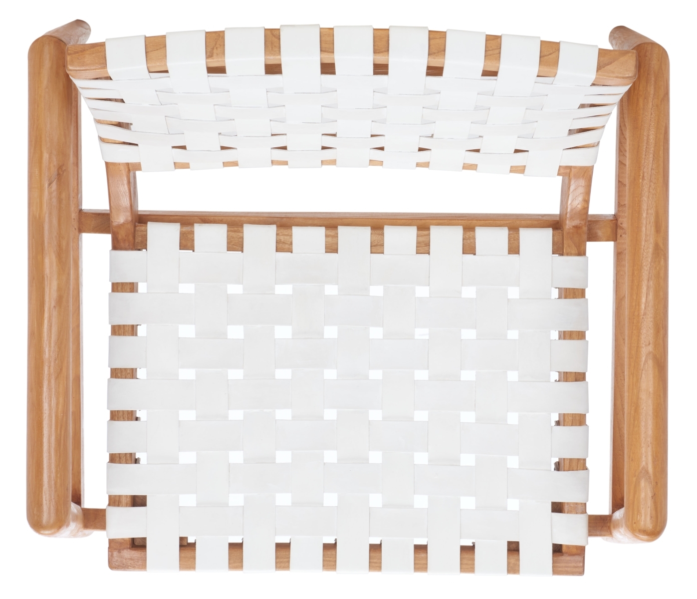 Bellona Leathr Woven Accent Chair - White / Natural - Safavieh - Image 5