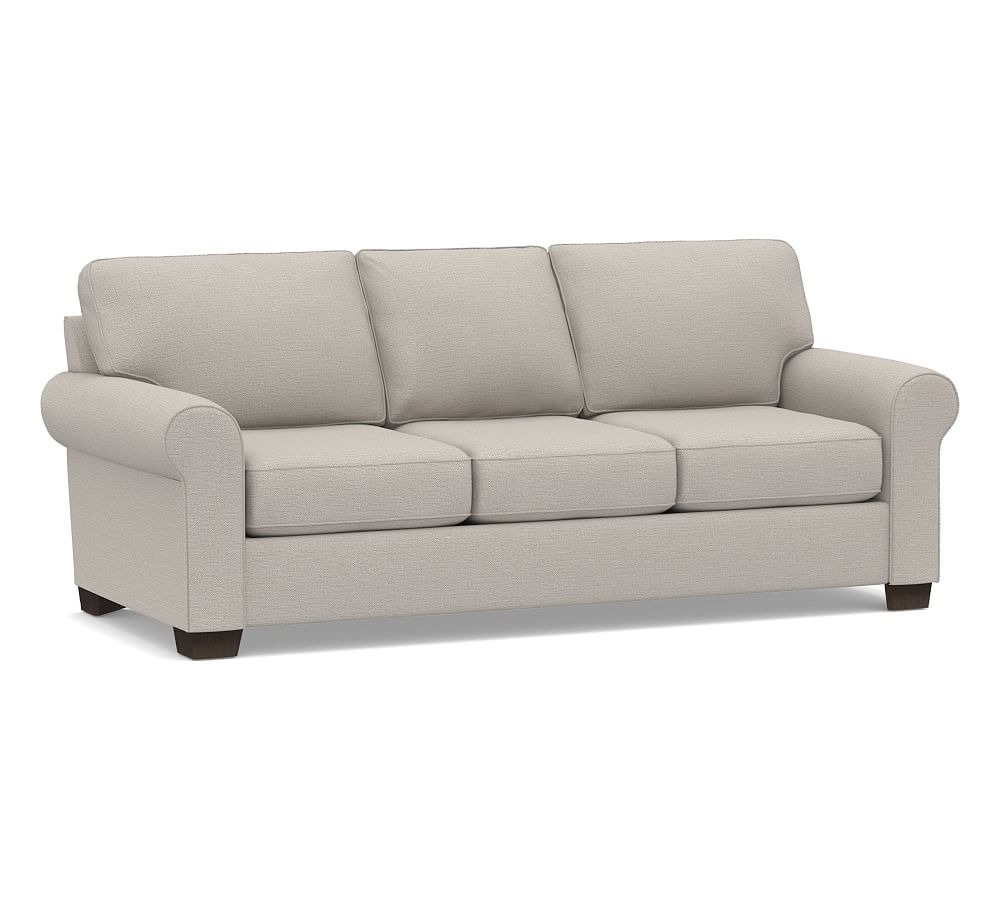 Buchanan Roll Arm Upholstered Sleeper Sofa, Polyester Wrapped Cushions, Chunky Basketweave Stone - Image 0