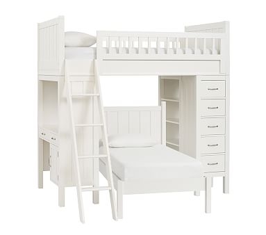 Camp Bunk System with Twin Low Footboard Bed, Simply White, In-Home Delivery - Image 0