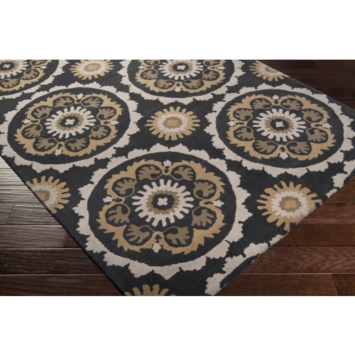 Mosaic Black Indoor 9' x 13' Handmade Rug - Image 2