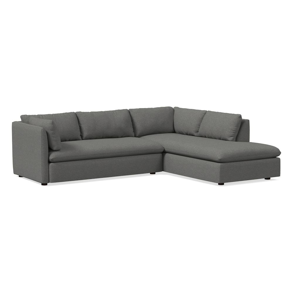 Shelter 106" Right 2-Piece Bumper Chaise Sectional, Chenille Tweed, Pewter - Image 0