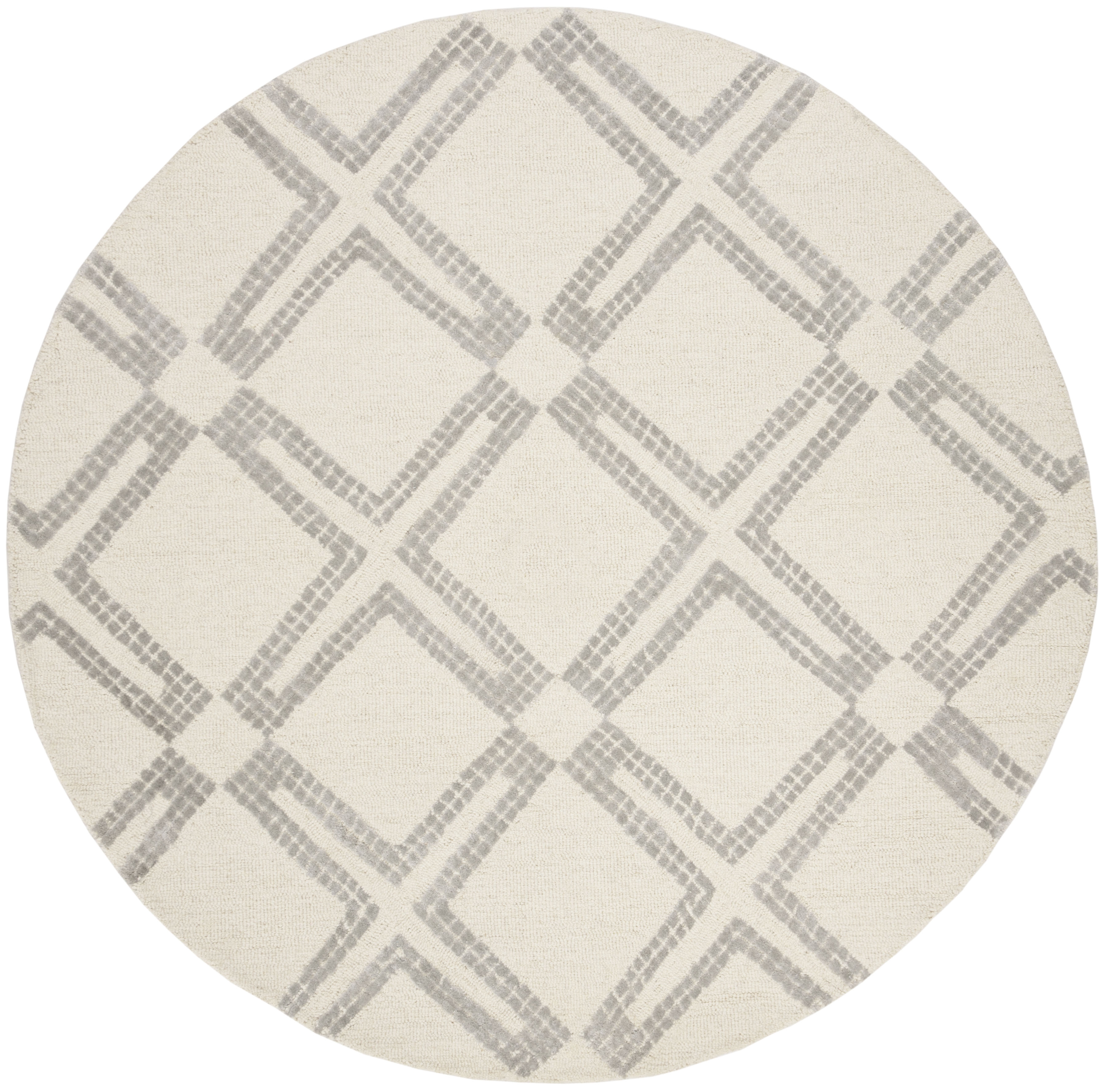 Arlo Home Hand Tufted Area Rug, BLG574G, Ivory/Silver,  5' X 5' Round - Image 0