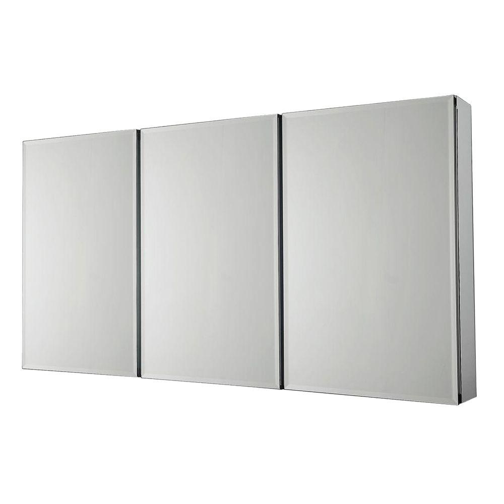 Pegasus 36 in. x 31 in. Recessed or Surface-Mount Tri-View Bathroom Medicine Cabinet with Beveled Mirror - Image 0