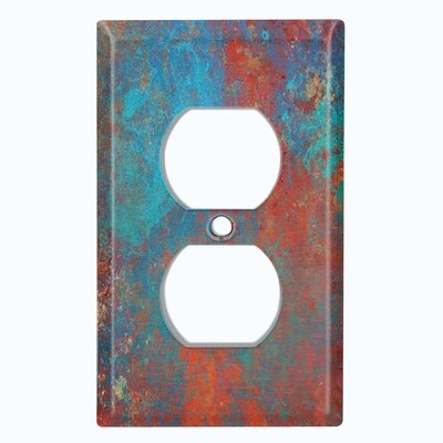 Metal Crosshatch Light Switch Plate Outlet Cover (Metal Patina 1 Print  - Single Duplex) - Image 0